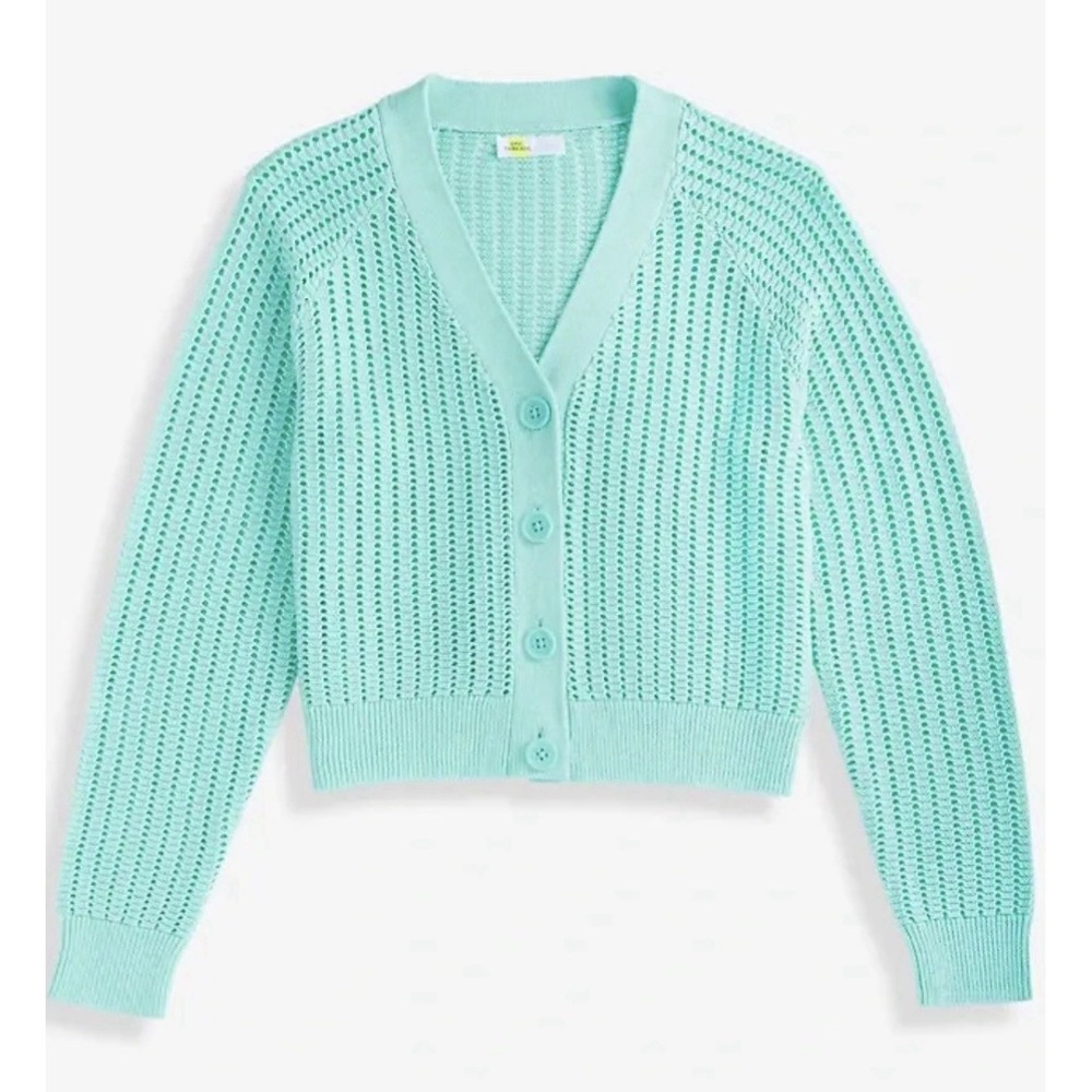 NEW Epic Threads Toddler Girls V-Neck Button Cardigan Crystal Mint L(14-16)